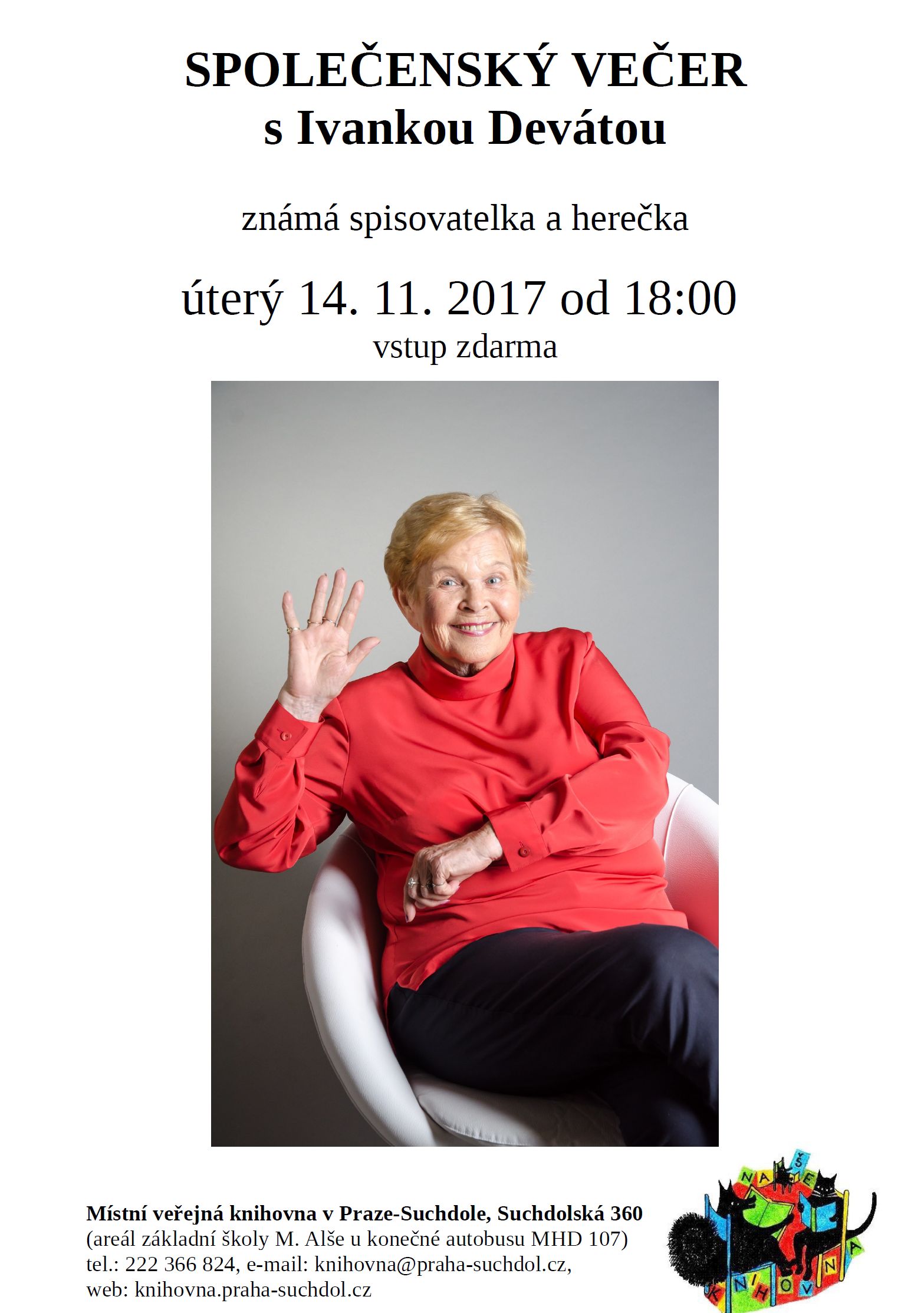 Večer s Ivankou Devátou, knihovna 14.11.2017
