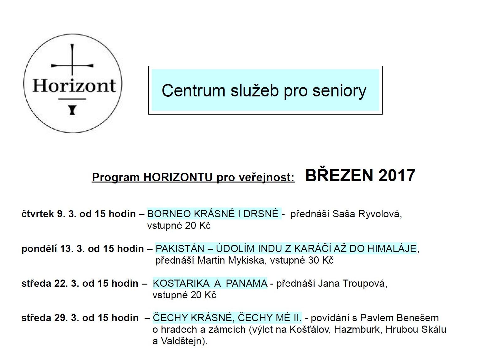 Program Horizont pro veřejnost 03/2017