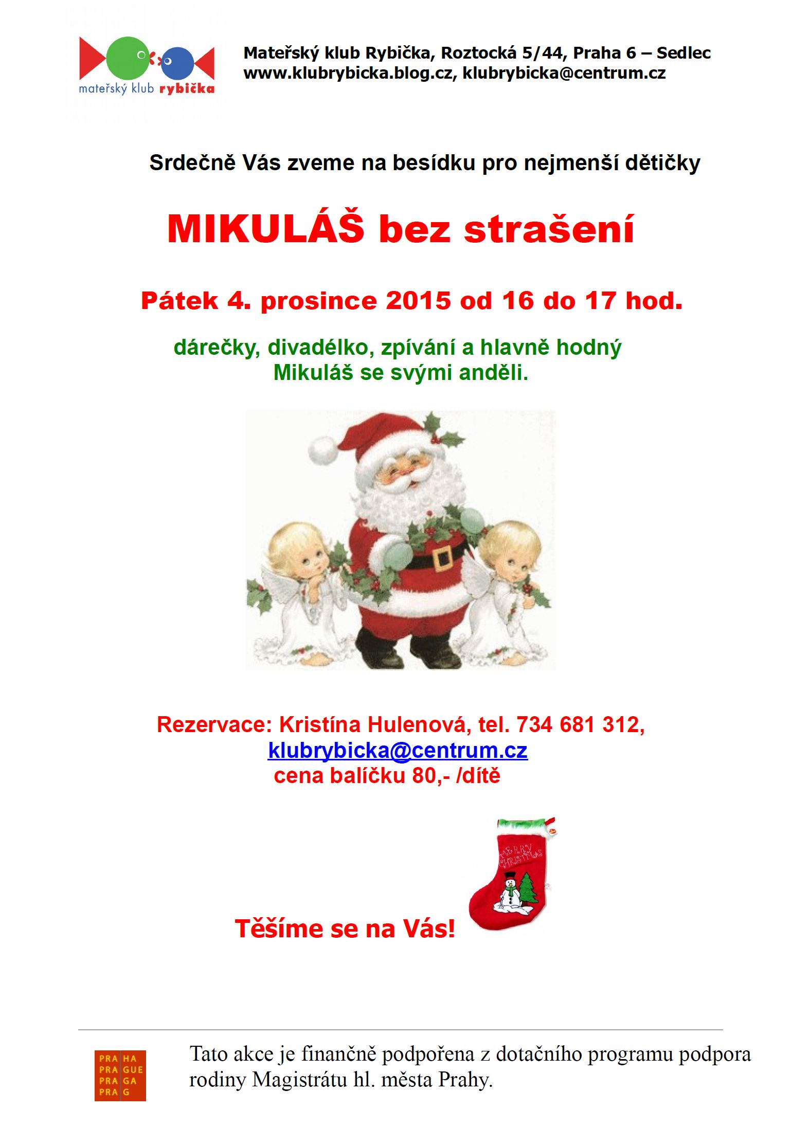 Mikulášská besídka bez strašení MK Rybička, pá 4.12.2015