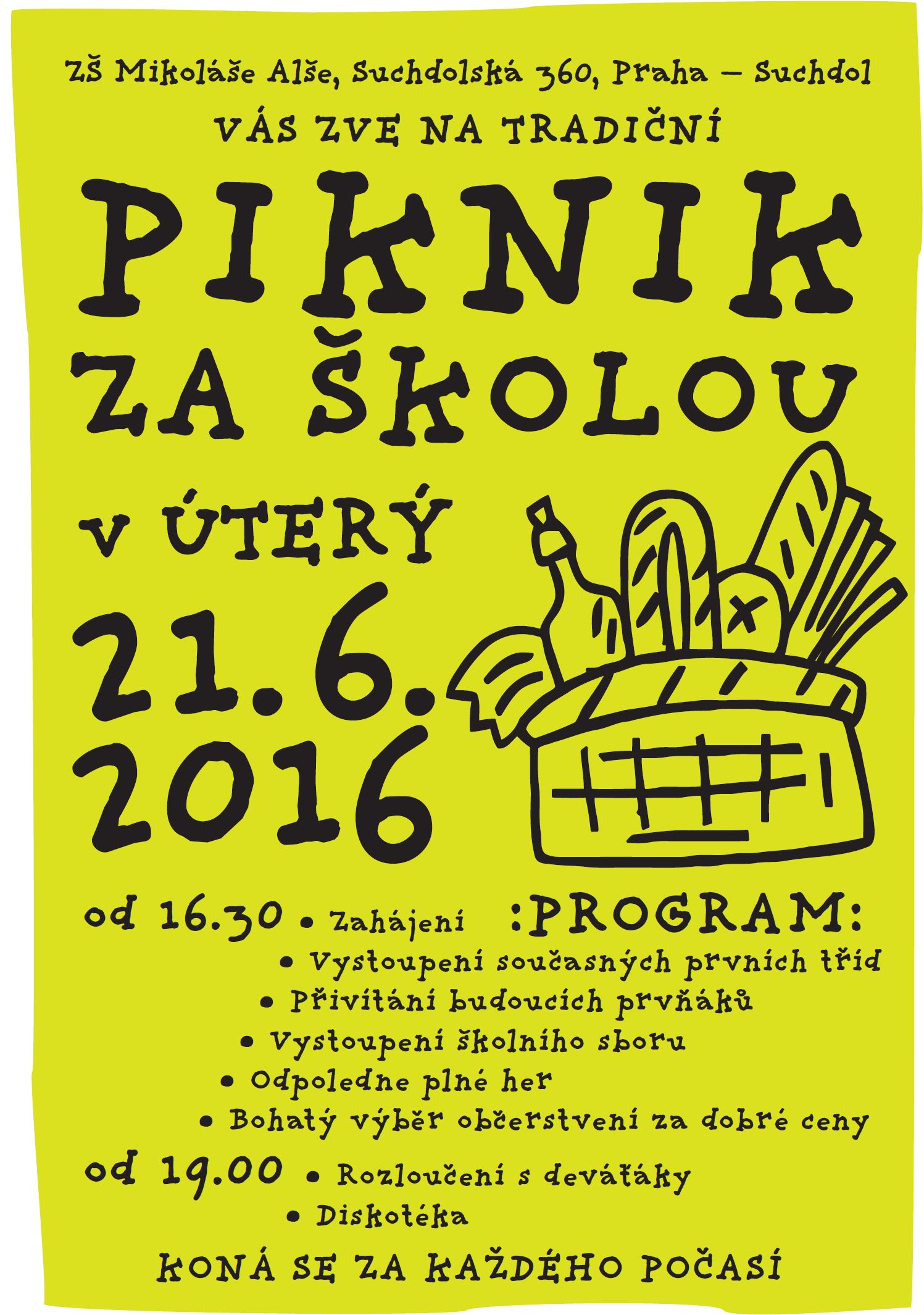 Piknik za školou, úterý 21.6.2016 ZŠ M.Alše