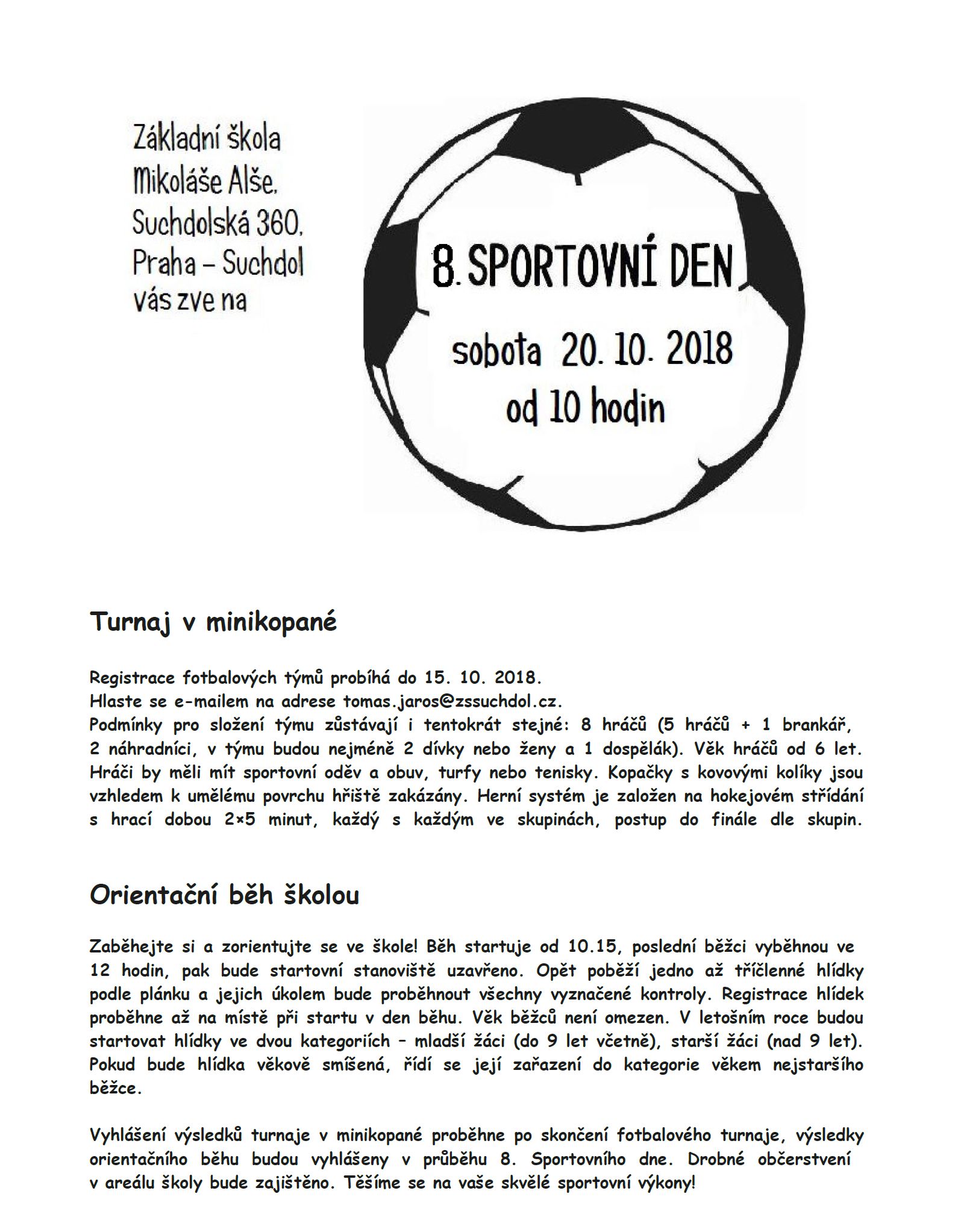 7. Sportovní den ZŠ M. Alše - 20.10.2018